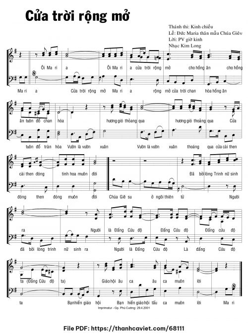 Cửa trời rộng mở - Lm. Kim Long - trang 1