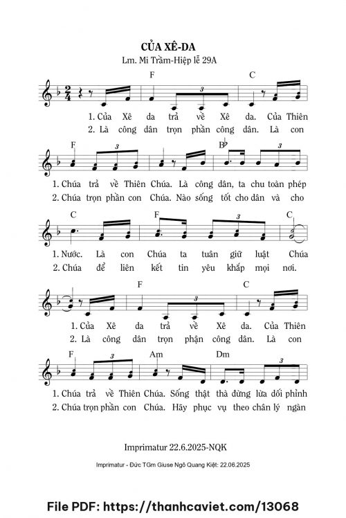 Của Xêda - Lm. Mi Trầm - trang 1