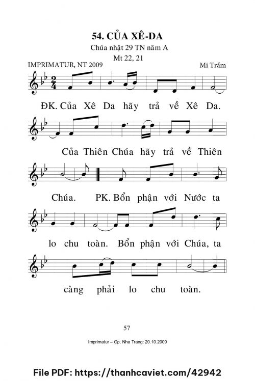 Của Xêda [CN29 TNA] – - Lm. Mi Trầm - trang 1