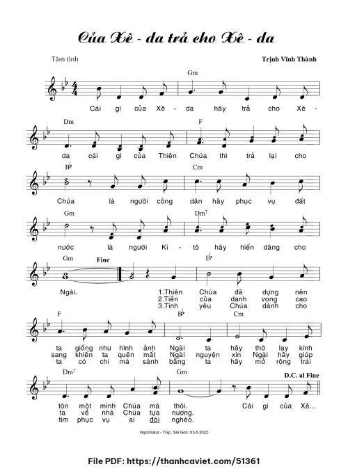Của Xêda trả cho Xêda - Trịnh Vĩnh Thành - trang 1