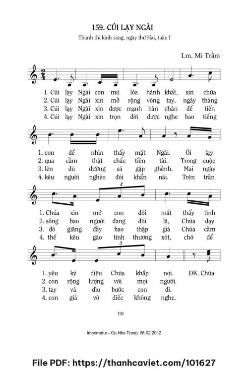Cúi lạy Ngài - Lm. Mi Trầm - trang 1