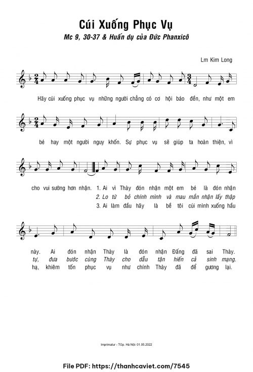 Cúi xuống phục vụ - Lm. Kim Long - trang 1