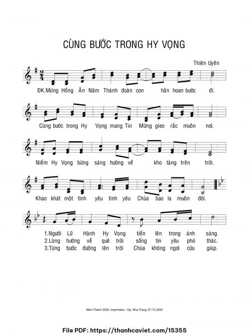 Cùng bước trong hy vọng - Sr. Thiên Uyên - trang 1