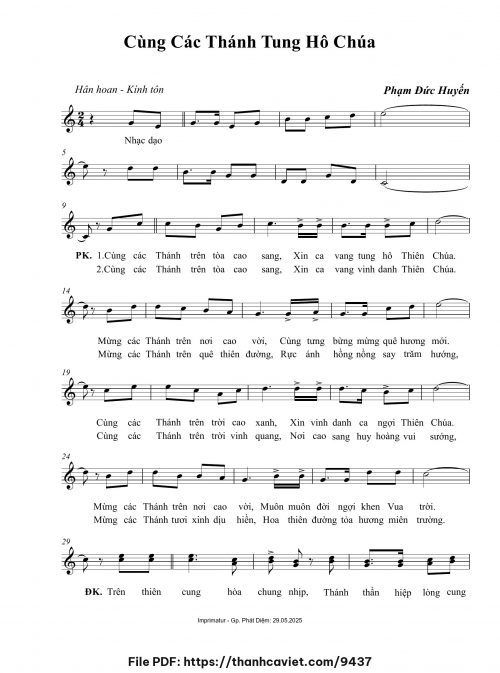 Cùng các Thánh tung hô Chúa - Phạm Đức Huyến - trang 1