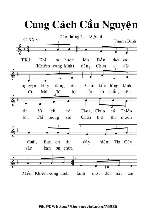 Cung cách cầu nguyện - Lm. Thanh Bình - trang 1