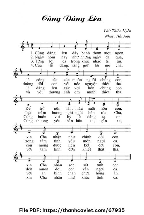 Cùng dâng lên - Sr. Thiên Uyên - Hải Ánh - trang 1
