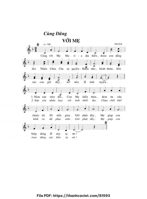 Cùng dâng với Mẹ - Hải Ánh - trang 1