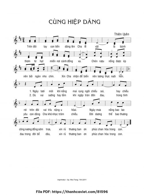 Cùng hiệp dâng - Sr. Thiên Uyên - trang 1
