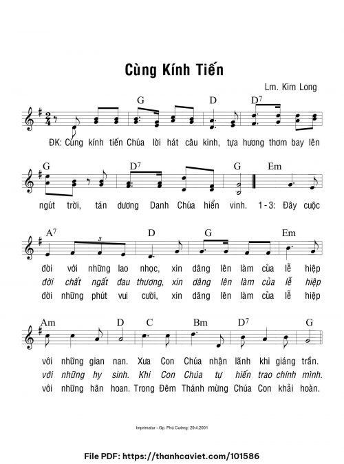 Cùng kính tiến - Lm. Kim Long - trang 1