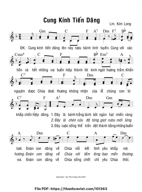 Cung kính tiến dâng - Lm. Kim Long - trang 1