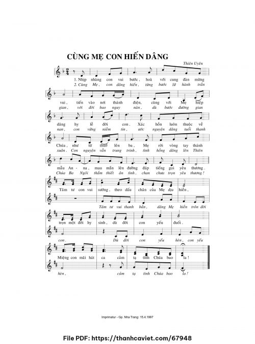 Cùng Mẹ con hiến dâng - Sr. Thiên Uyên - trang 1