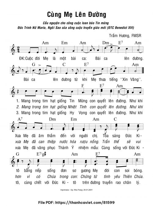 Cùng Mẹ lên đường - Sr. Trầm Hương - trang 1
