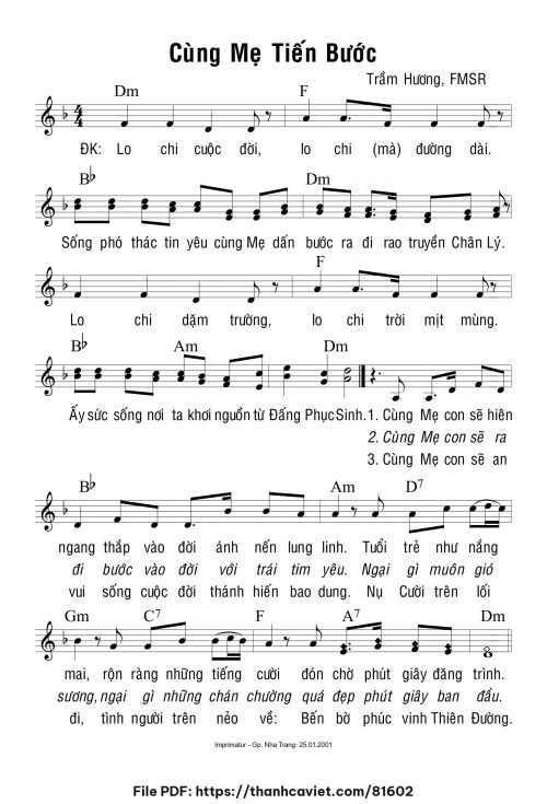 Cùng Mẹ tiến bước - Sr. Trầm Hương - trang 1