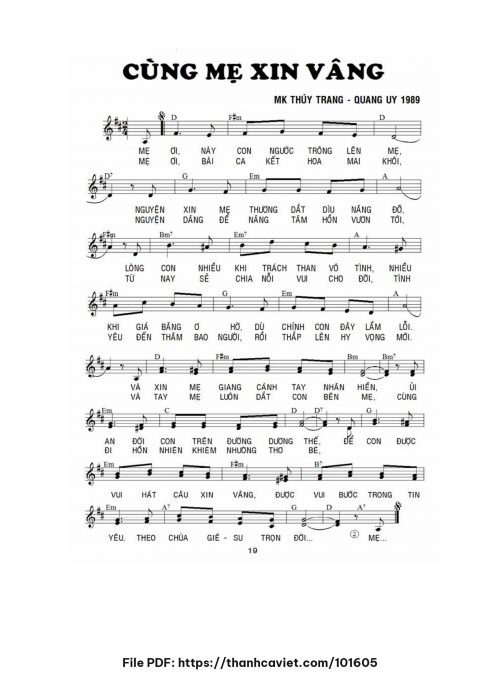 Cùng Mẹ xin vâng - MK. Thúy Trang - Lm. Quang Uy - trang 1
