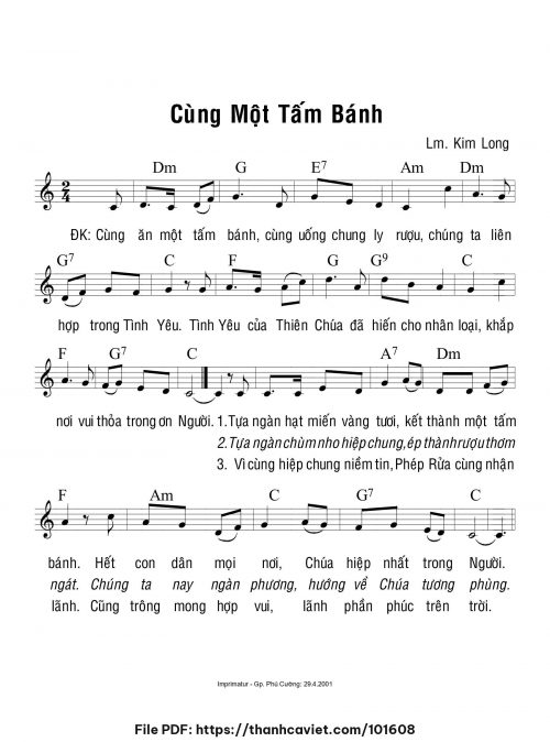 Cùng một tấm bánh - Lm. Kim Long - trang 1