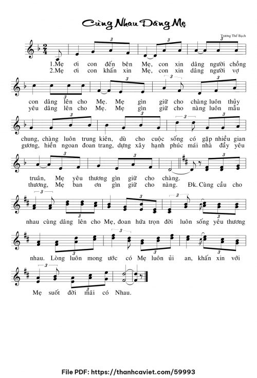 Cùng nhau dâng Mẹ - Trương Thế Bạch - trang 1