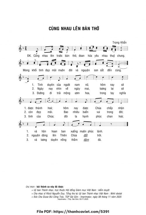 Cùng nhau lên bàn thờ - Lm. Trọng Khẩn - trang 1