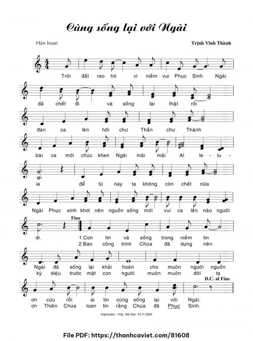 Cùng sống lại với Ngài - Trịnh Vĩnh Thành - trang 1