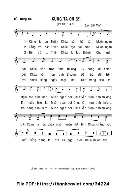 Cùng tạ ơn 2 - Lm. Bùi Ninh - trang 1