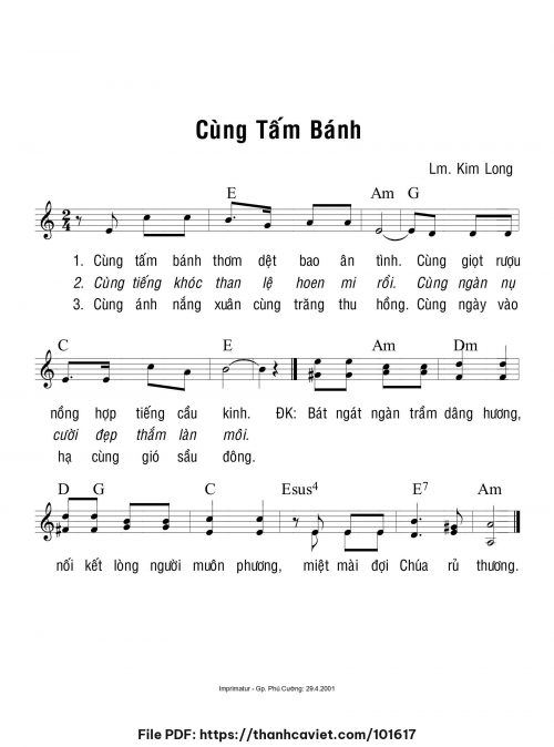 Cùng tấm bánh - Lm. Kim Long - trang 1