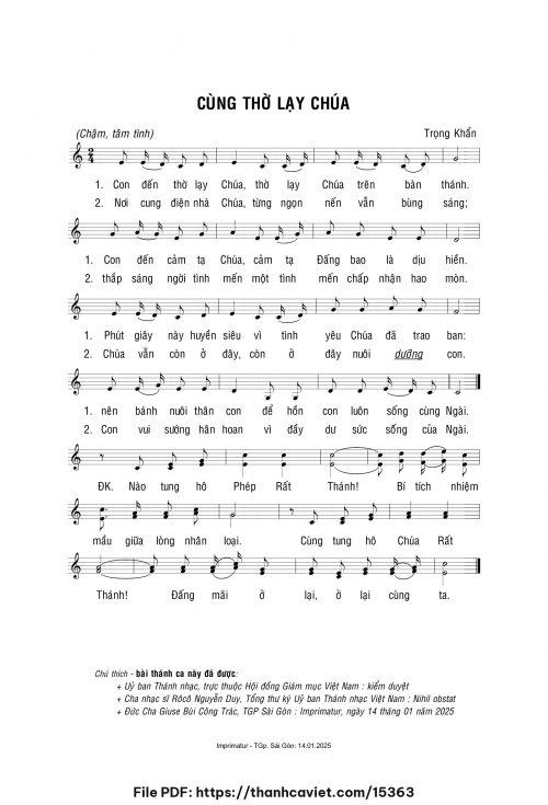 Cùng thờ lạy Chúa - Lm. Trọng Khẩn - trang 1