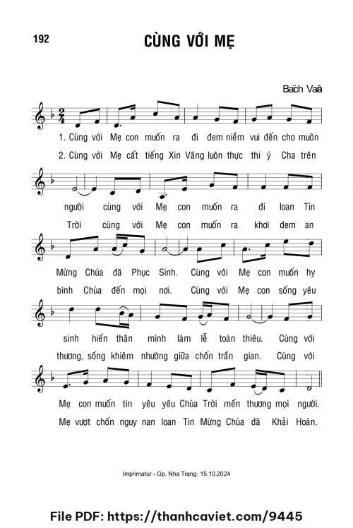 Cùng với Mẹ - Lm. Bạch Vân - trang 1