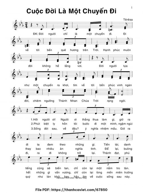 Cuộc đời là một chuyến đi - Sr. Têrêsa - trang 1