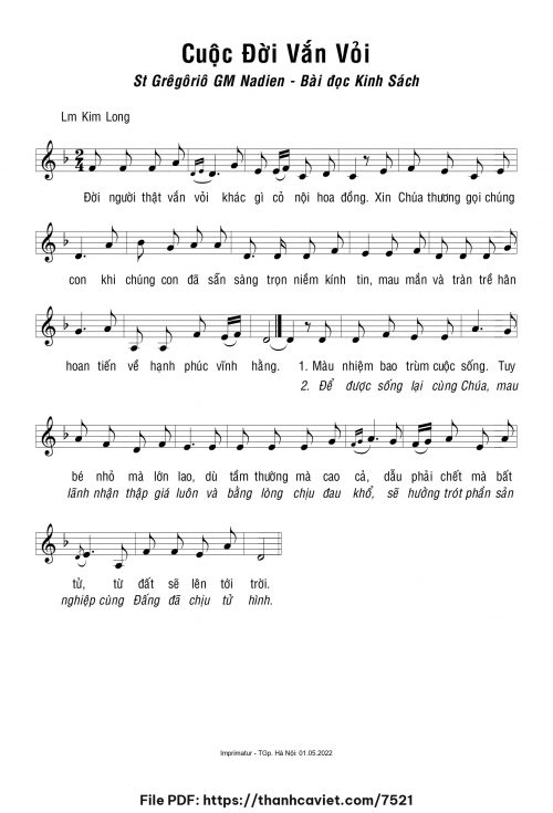 Cuộc đời vắn vỏi - Lm. Kim Long - trang 1