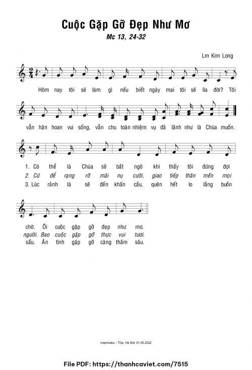 Cuộc gặp gỡ đẹp như mơ - Lm. Kim Long - trang 1