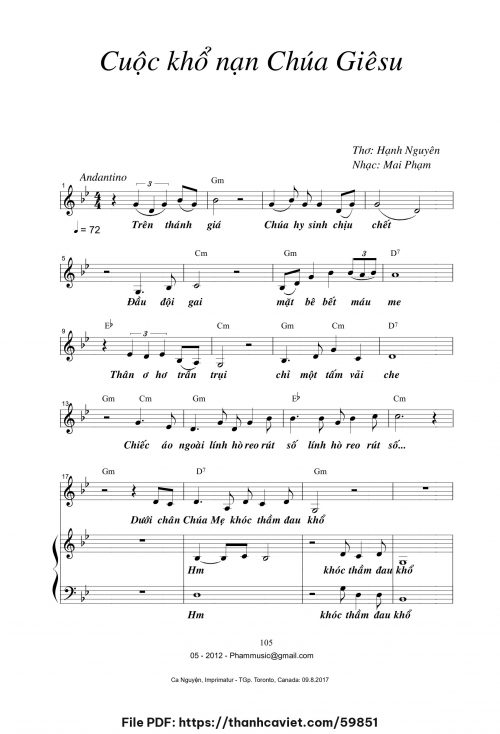 Cuộc khổ nạn Chúa Giêsu - Mai Phạm - Thơ: Hạnh Nguyên - trang 1