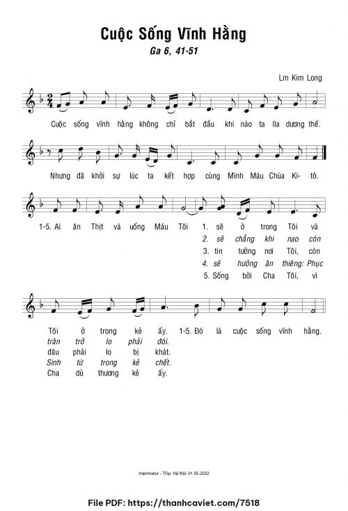 Cuộc sống vĩnh hẳng - Lm. Kim Long - trang 1