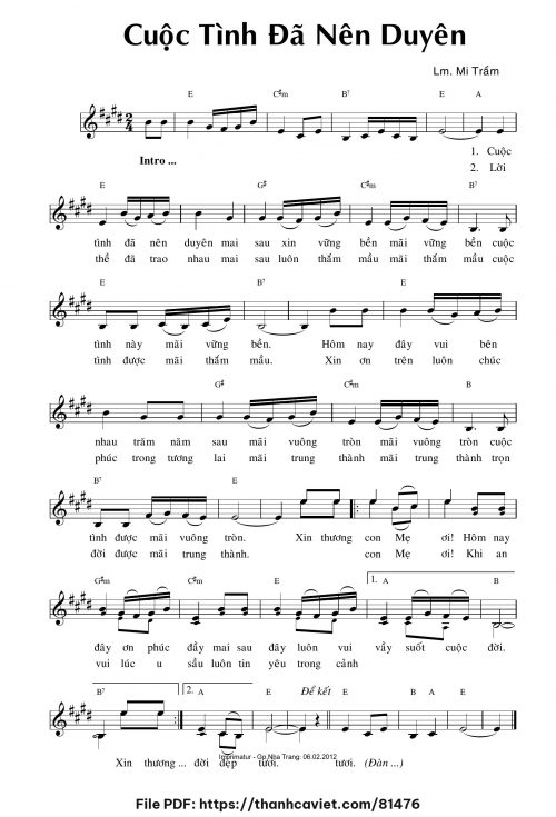 Cuộc tình đã nên duyên - Lm. Mi Trầm - trang 1