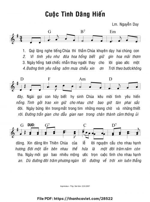 Cuộc tình dâng hiến - Lm. Nguyễn Duy - trang 1