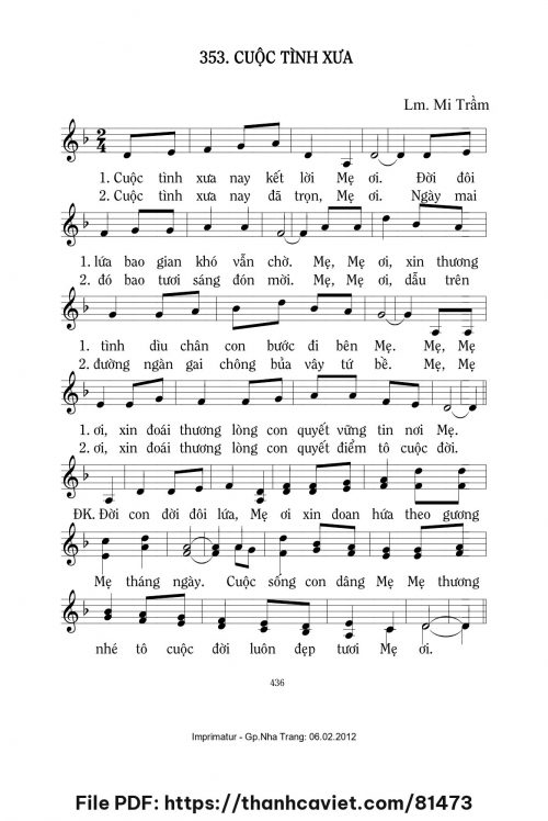 Cuộc tình xưa - Lm. Mi Trầm - trang 1