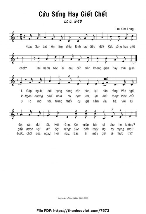 Cứu sống hay giết chết - Lm. Kim Long - trang 1