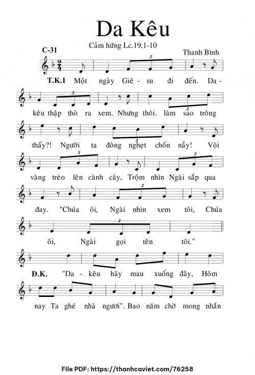 Da kêu - Lm. Thanh Bình - trang 1