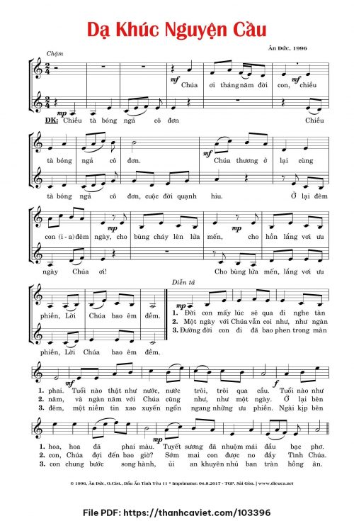 Dạ khúc nguyện cầu - Lm. Ân Đức - trang 1