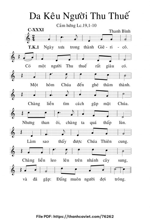 Dakêu người thu thuế - Lm. Thanh Bình - trang 1