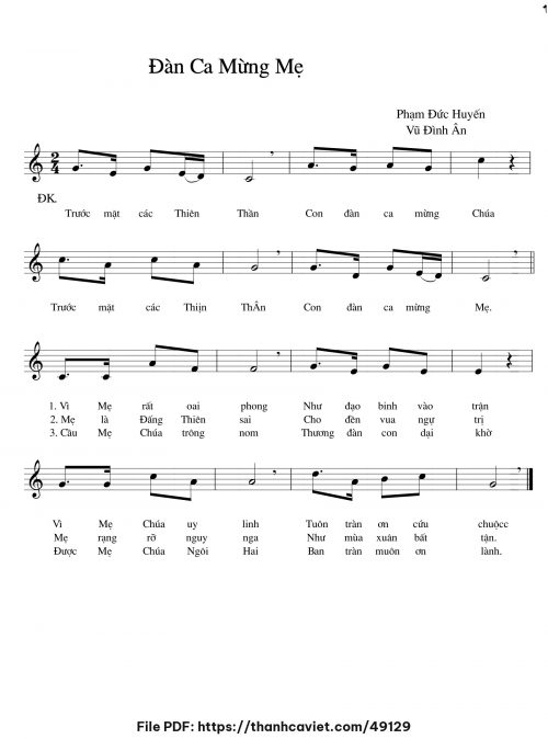 Đàn ca mừng Mẹ - Phạm Đức Huyến - Vũ Đình Ân - trang 1
