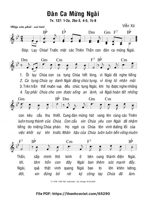Đàn ca mừng Ngài - Viễn Xứ - trang 1
