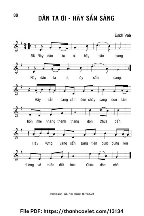 Dân Ta ơi hãy sẵn sàng - Lm. Bạch Vân - trang 1
