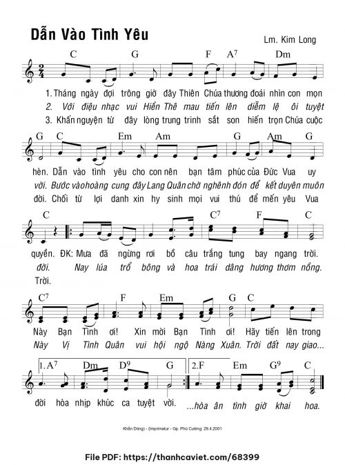 Dẫn vào tình yêu - Lm. Kim Long - trang 1