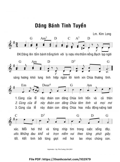 Dâng bánh tinh tuyền - Lm. Kim Long - trang 1
