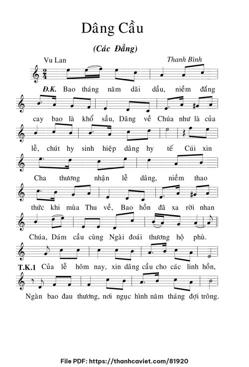 Dâng cầu - Lm. Thanh Bình - trang 1