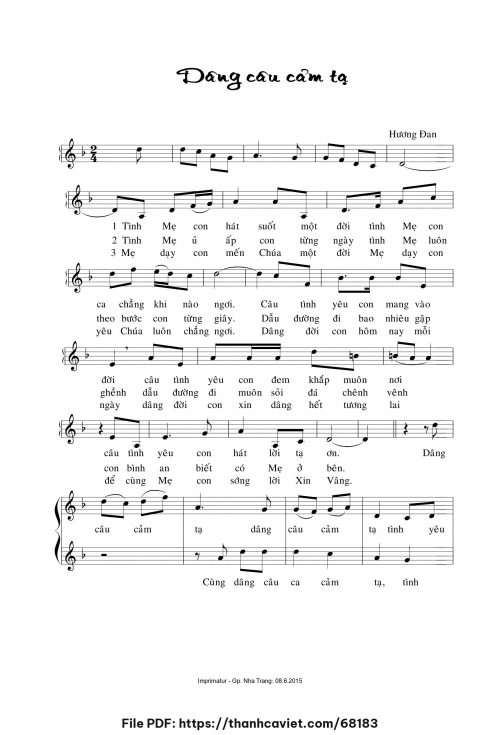 Dâng câu cảm tạ - Sr. Hương Đan - trang 1