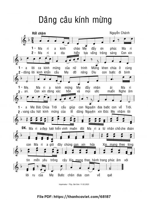 Dâng câu kính mừng - Nguyễn Chánh - trang 1