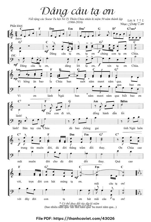 Dâng câu tạ ơn - Lm. Giang Tâm - trang 1