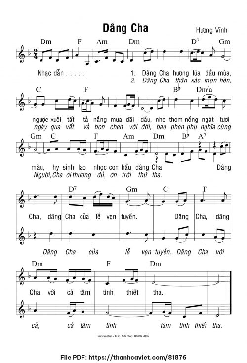 Dâng Cha - Hương Vĩnh - trang 1