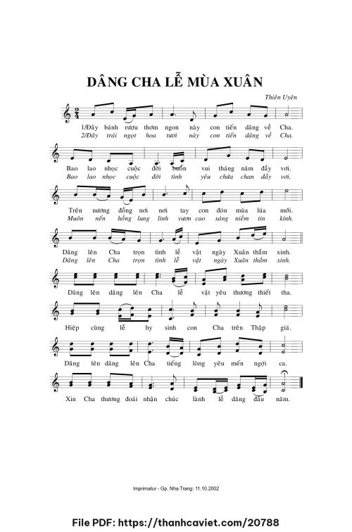 Dâng Cha lễ mùa xuân - Sr. Thiên Uyên - trang 1