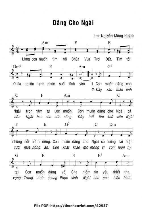 Dâng cho Ngài - Lm. Nguyễn Mộng Huỳnh - trang 1